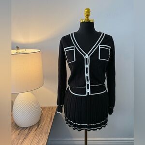 Fashion Nova - Hot Gossip Sweater Skirt Set - Black & white